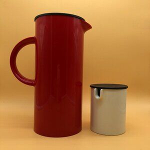 Vintage set Stelton creamer red pitcher Erik Magnussen Denmark - 0020OA
